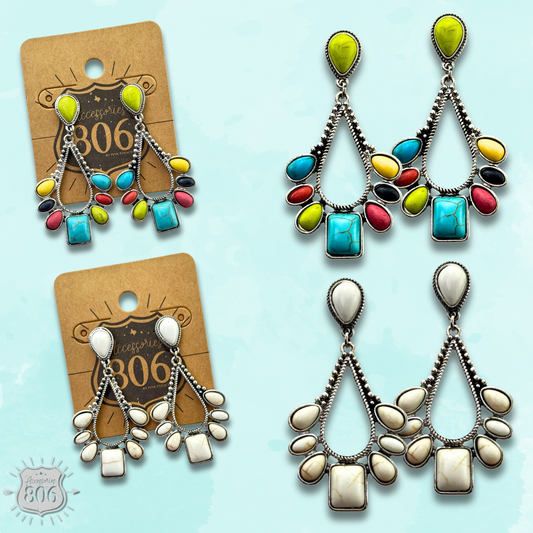 Decorative stone chandelier earring - LC