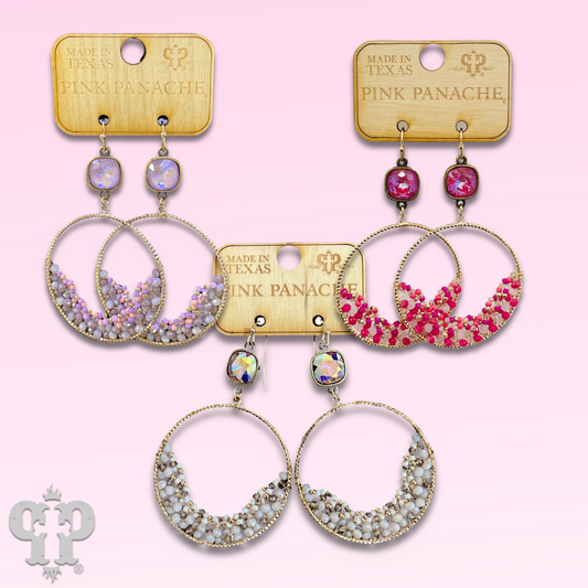Seed bead cluster earring with Austrian crystal - LC