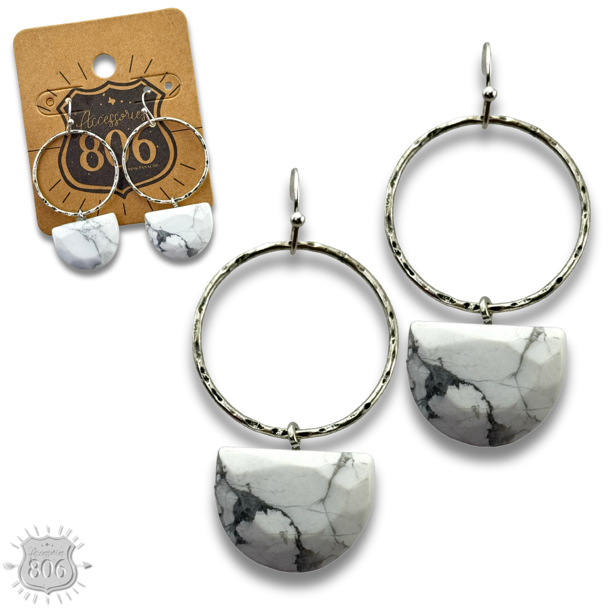 Stone half circle earring, last call