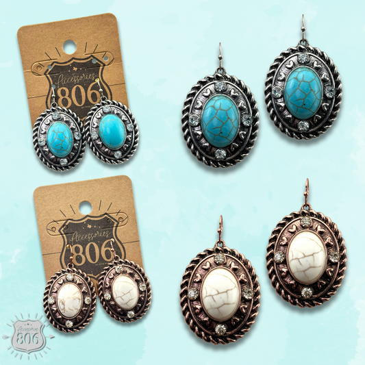 Rope edge oval earring - LC