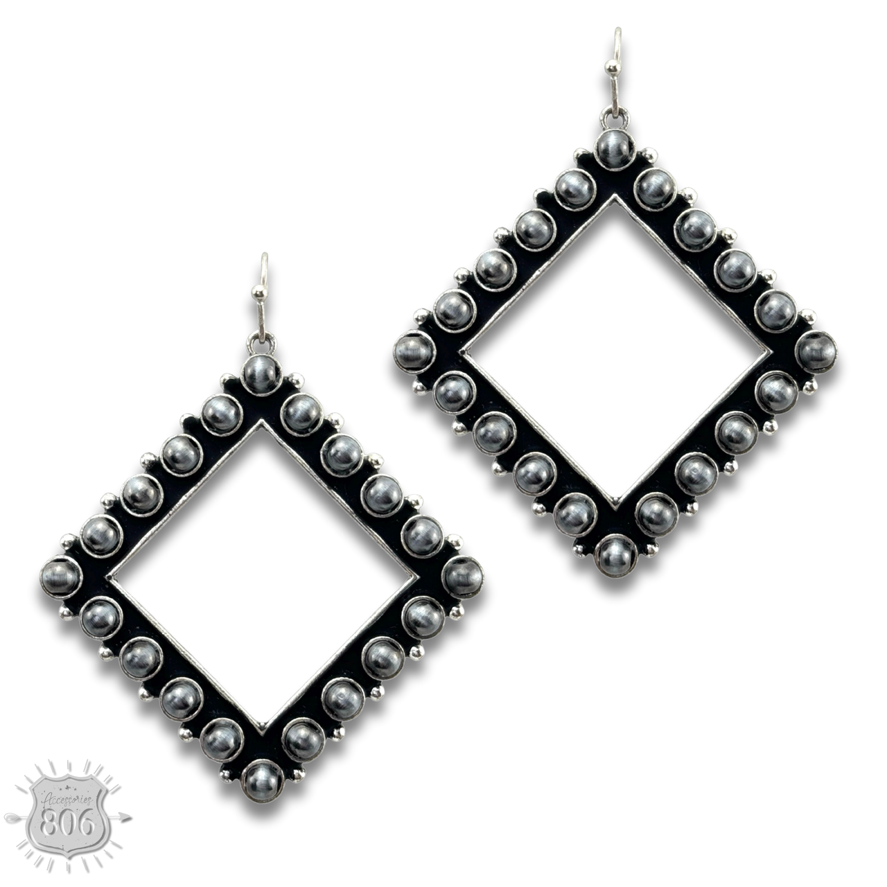 Stone diamond shape earring