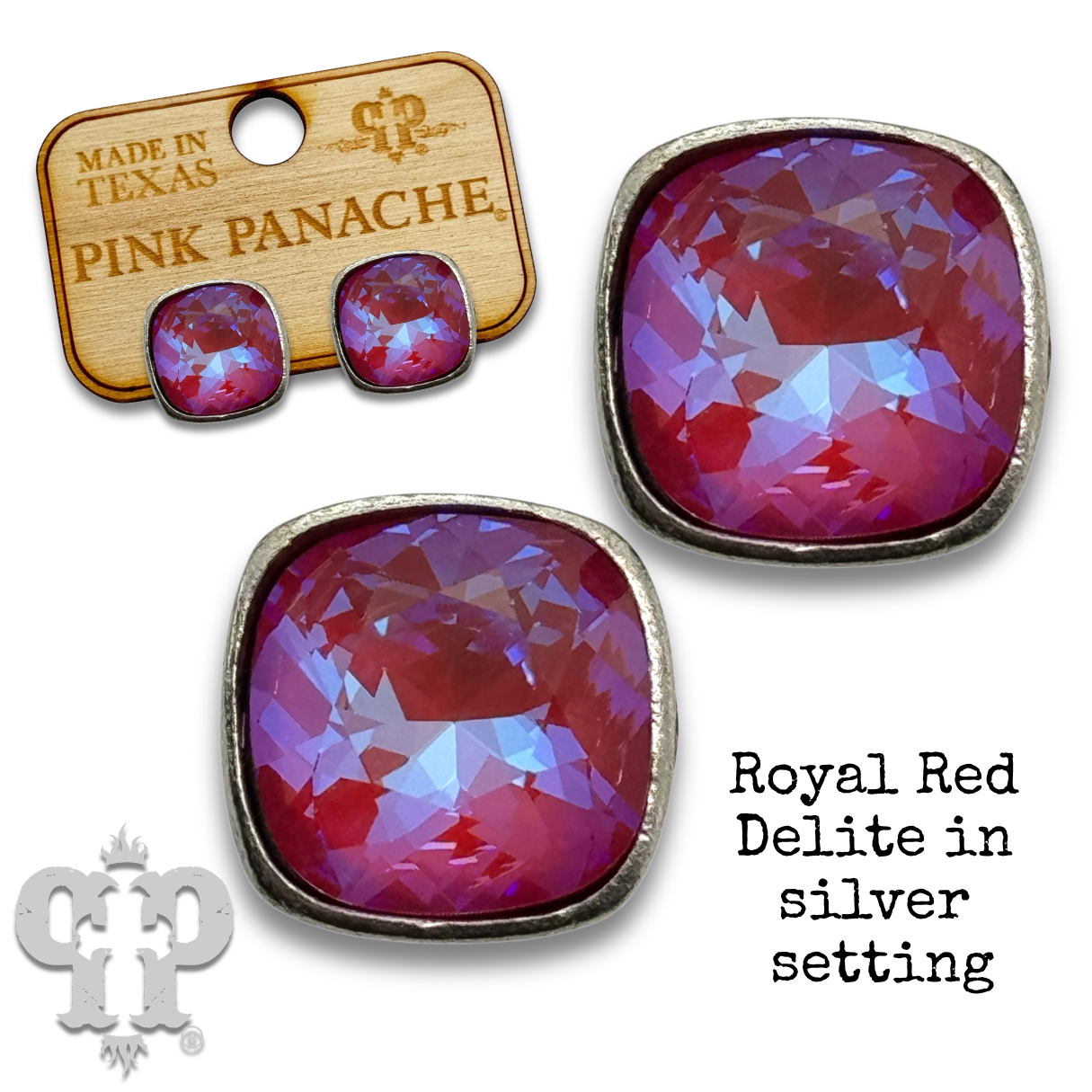 The Posh Cushion-Cut Signature Austrian Crystal Stud Earrings, 12mm