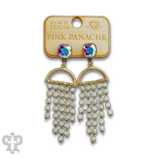 Waterfall beaded earring with Austrian crystal