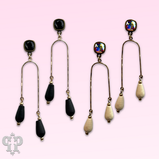 Golden arch earrings with Austrian crystal