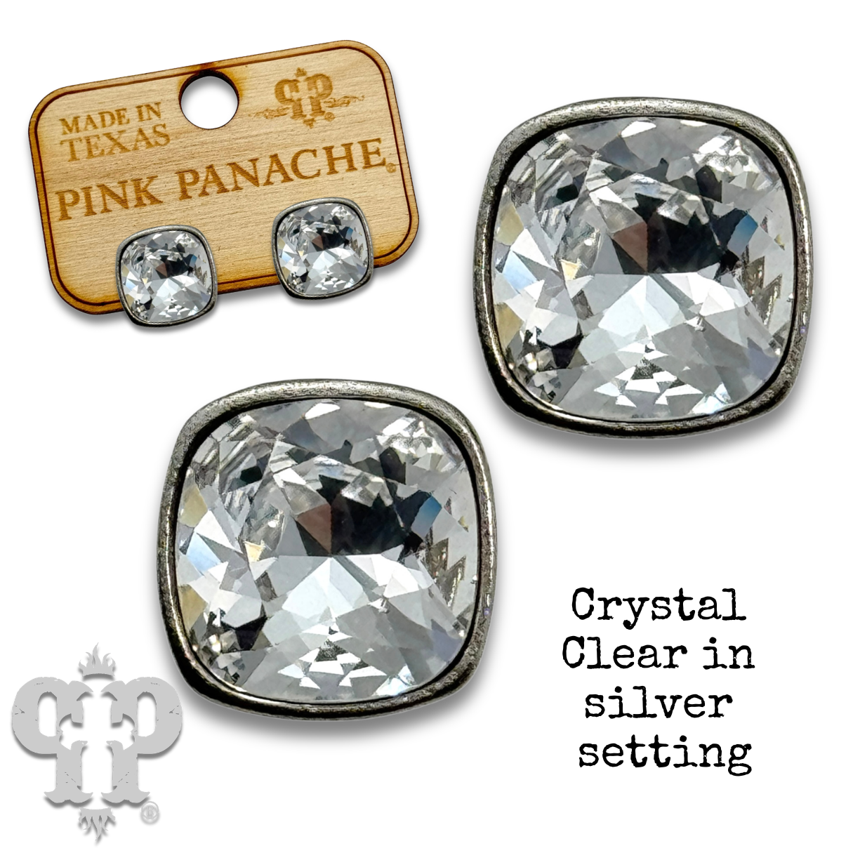 The Posh Cushion-Cut Signature Austrian Crystal Stud Earrings, 12mm