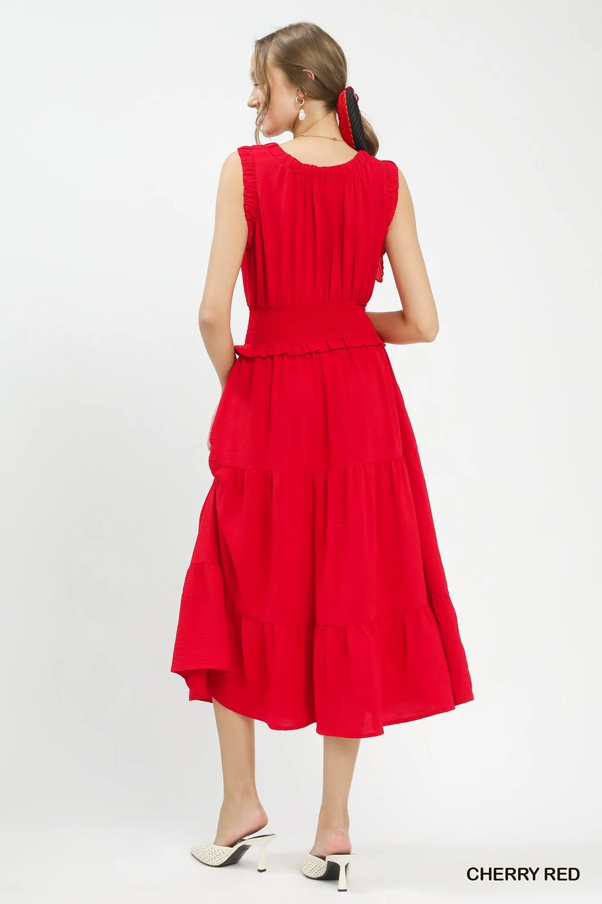 Umgee Smocked Waist Tiered Midi Dress