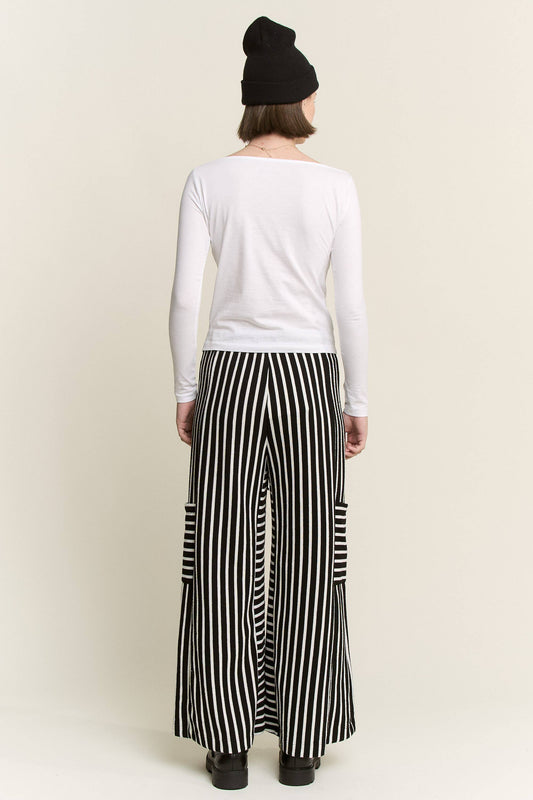 JADE BY JANE - PLUS SIZE Black and White Stripe Wide Leg Pants