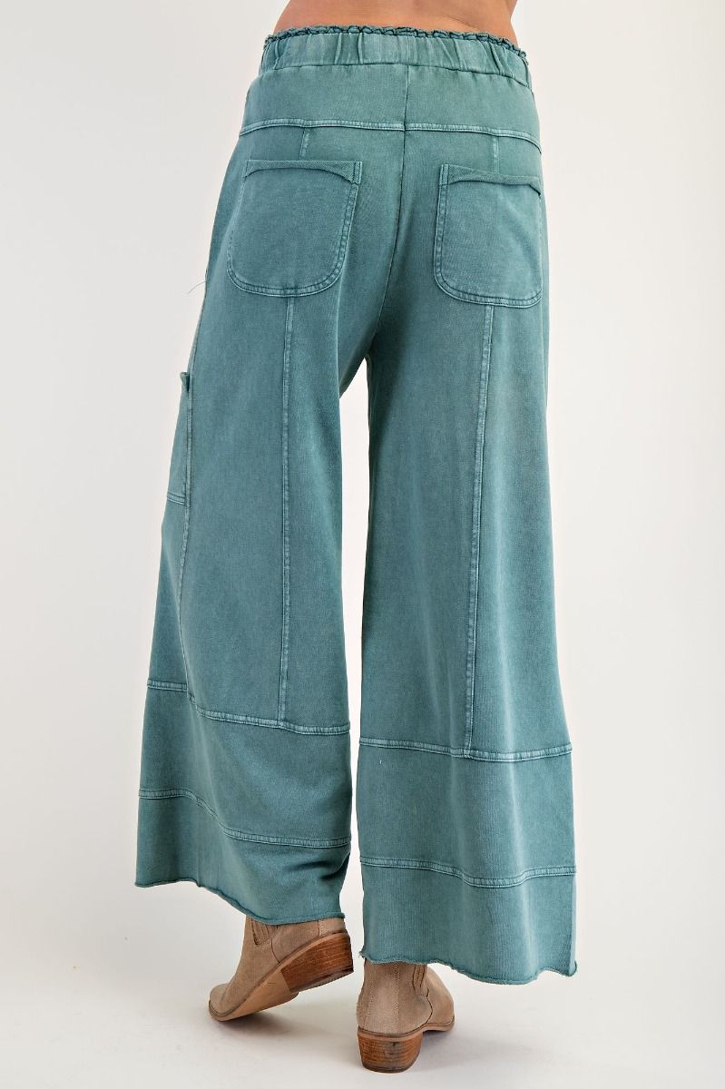 E46 Easel Teal Mineral Washed Terry Pants Plus