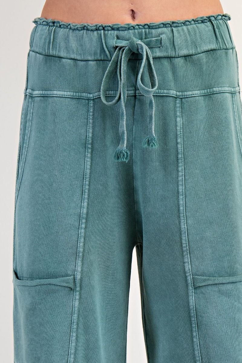 E46 Easel Teal Mineral Washed Terry Pants Plus