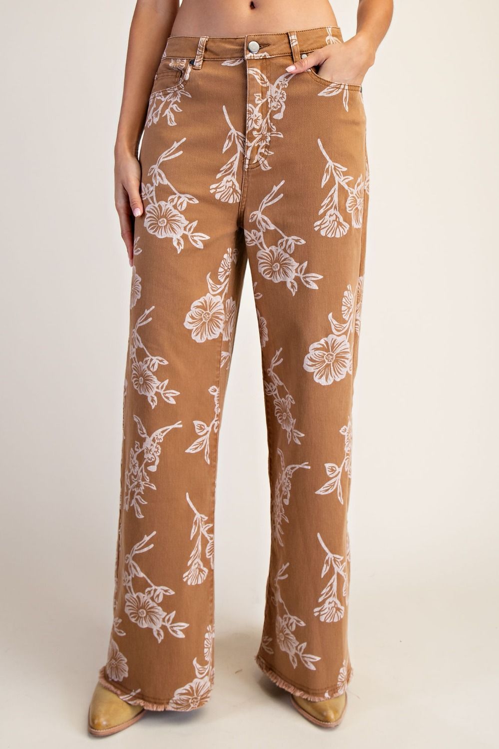 E9 Easel Floral Print Camel Denim