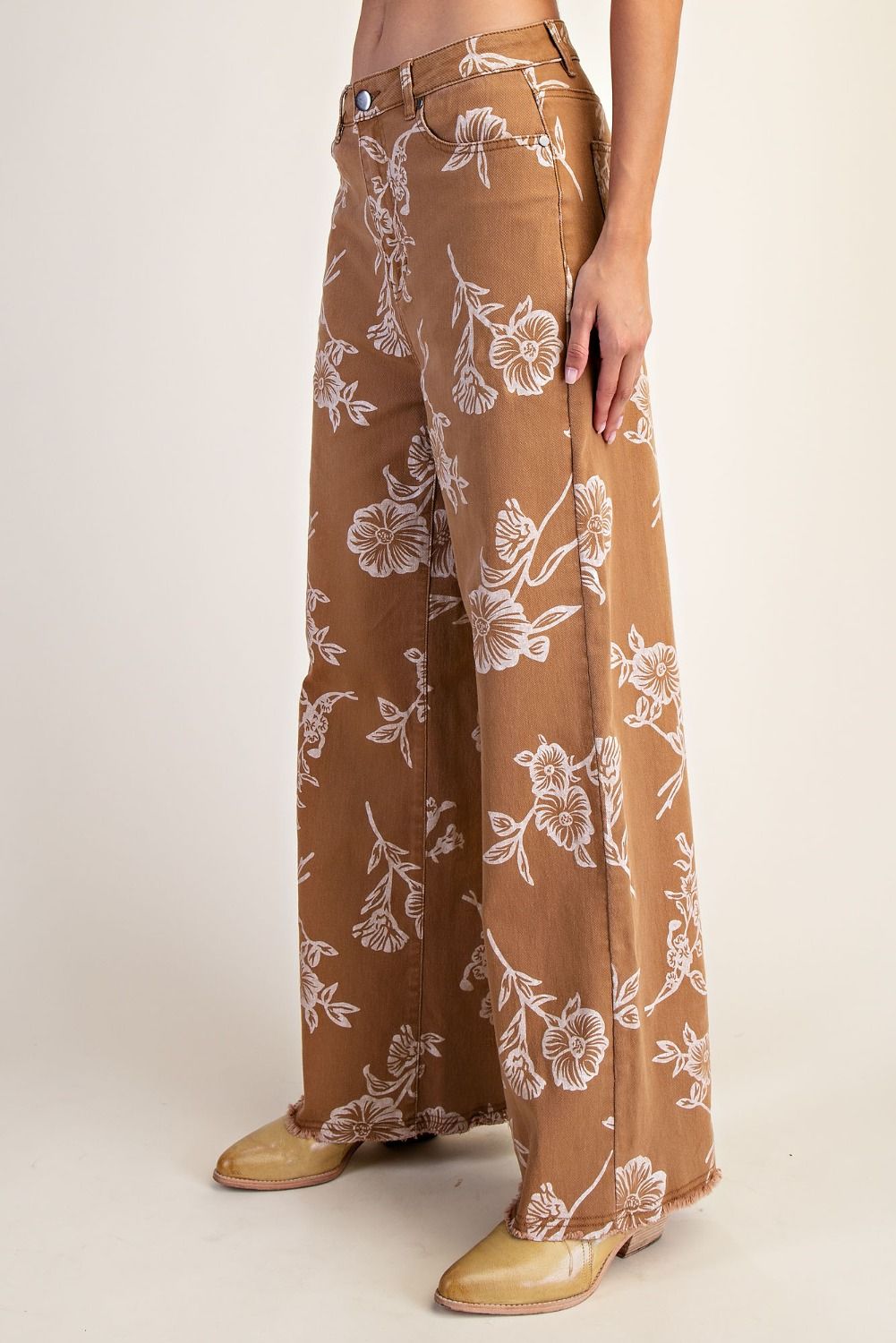 E9 Easel Floral Print Camel Denim