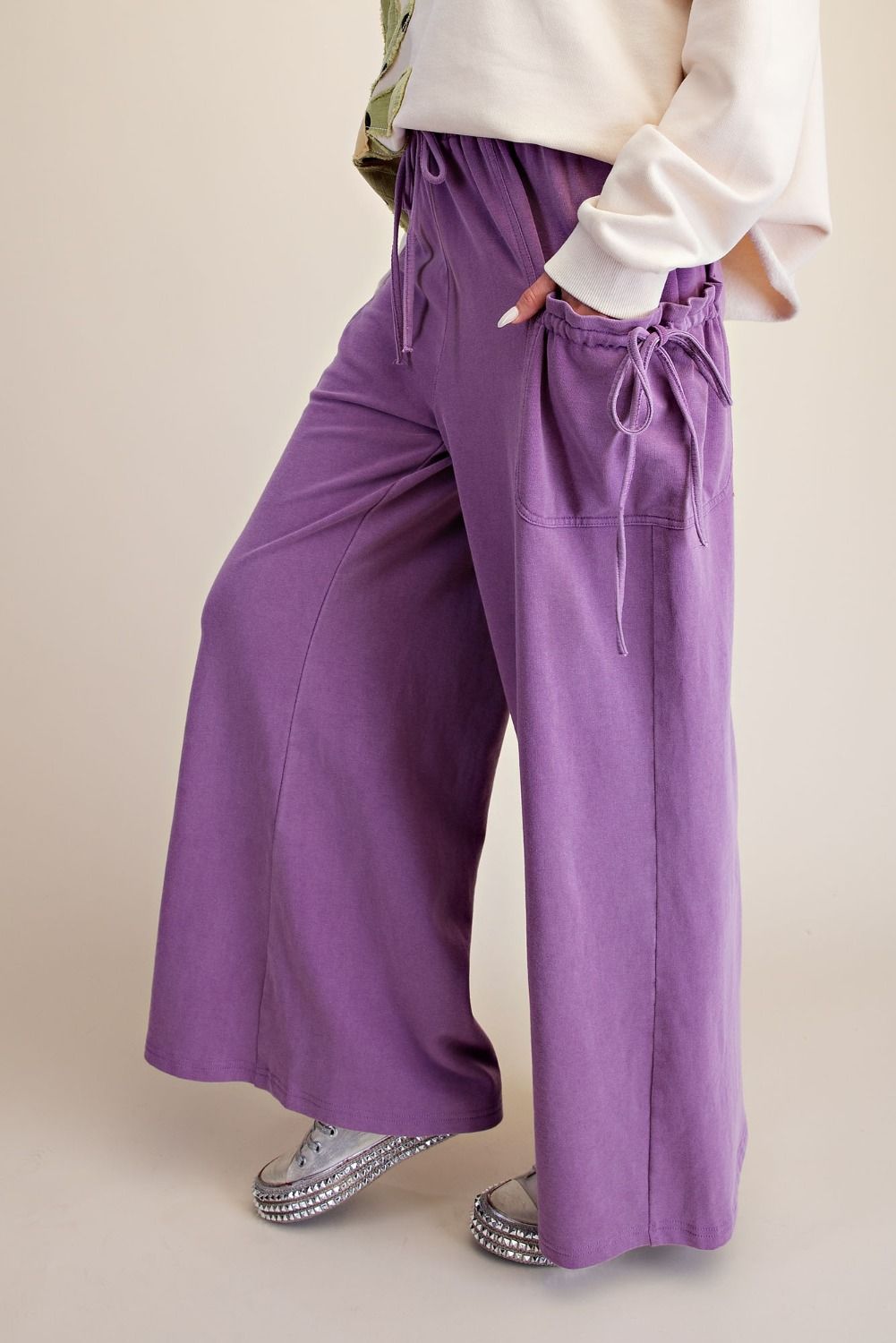 COMING SOON - E47 Easel Purple Taro Mineral Washed Terry Knit Pants