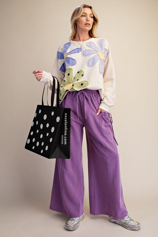 COMING SOON - E47 Easel Purple Taro Mineral Washed Terry Knit Pants