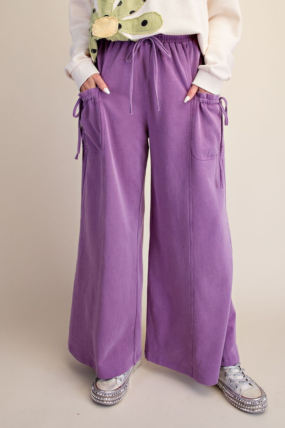 COMING SOON - E47 Easel Purple Taro Mineral Washed Terry Knit Pants