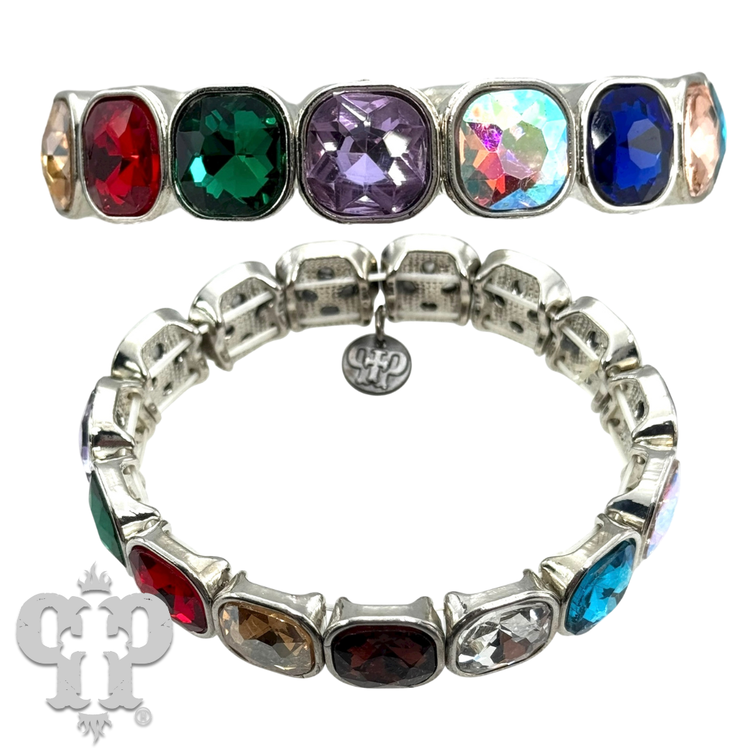 Pink Panache Brands - Radiant Emerald-Cut Crystal Stretch Bracelet