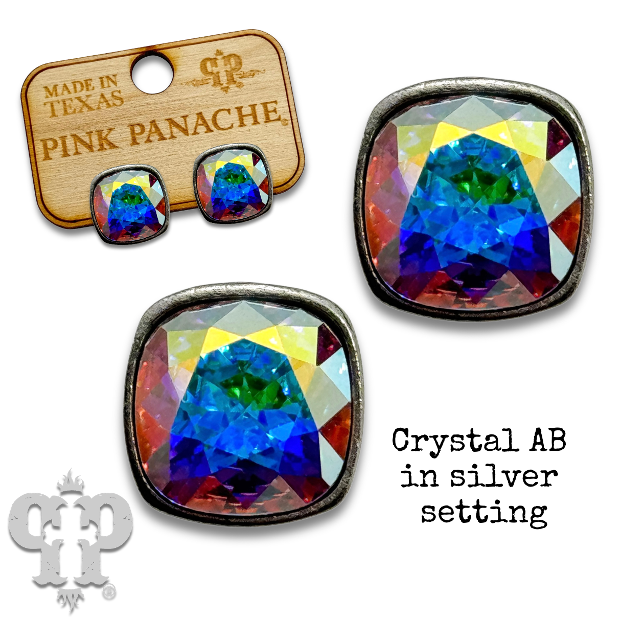 The Posh Cushion-Cut Signature Austrian Crystal Stud Earrings, 12mm