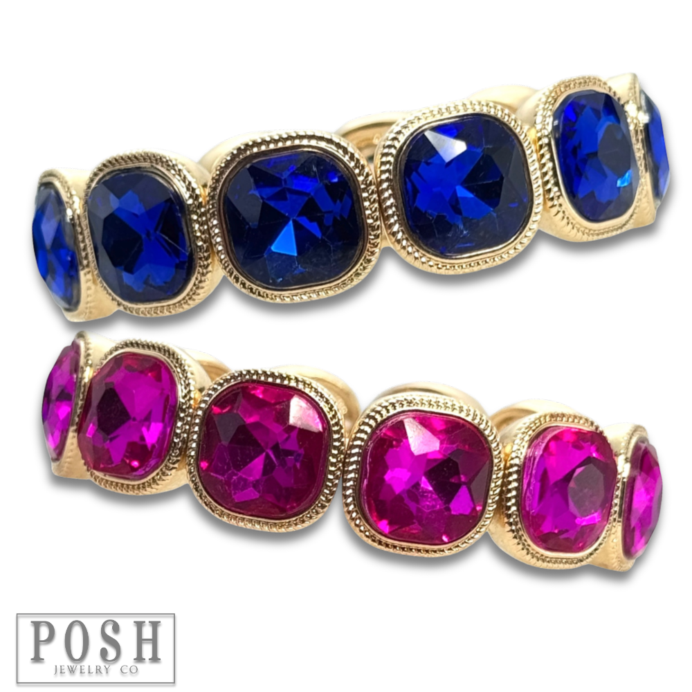 Pink Panache Brands - Cushion-Cut Rhinestone Crystal Stretch Bracelet