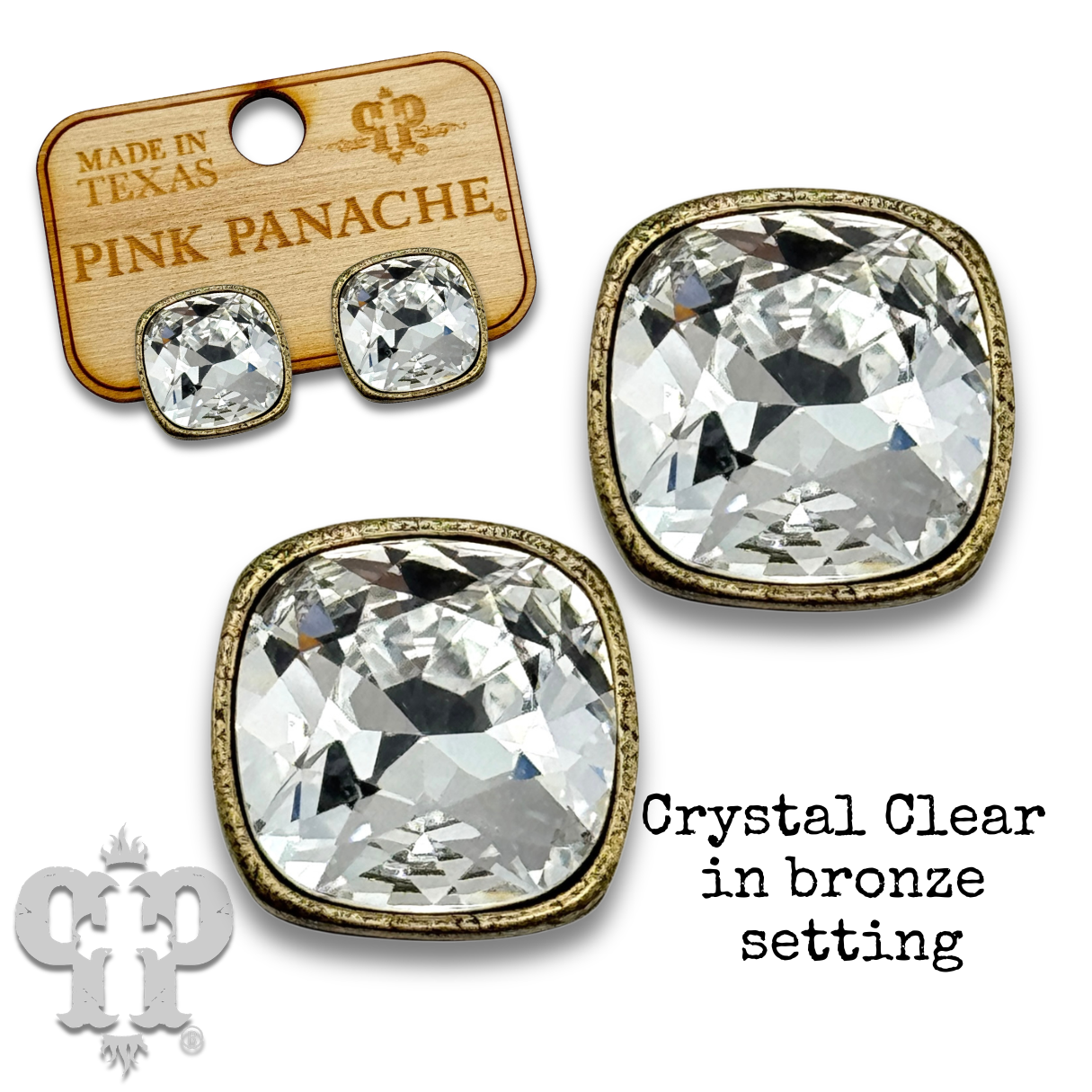The Posh Cushion-Cut Signature Austrian Crystal Stud Earrings, 12mm