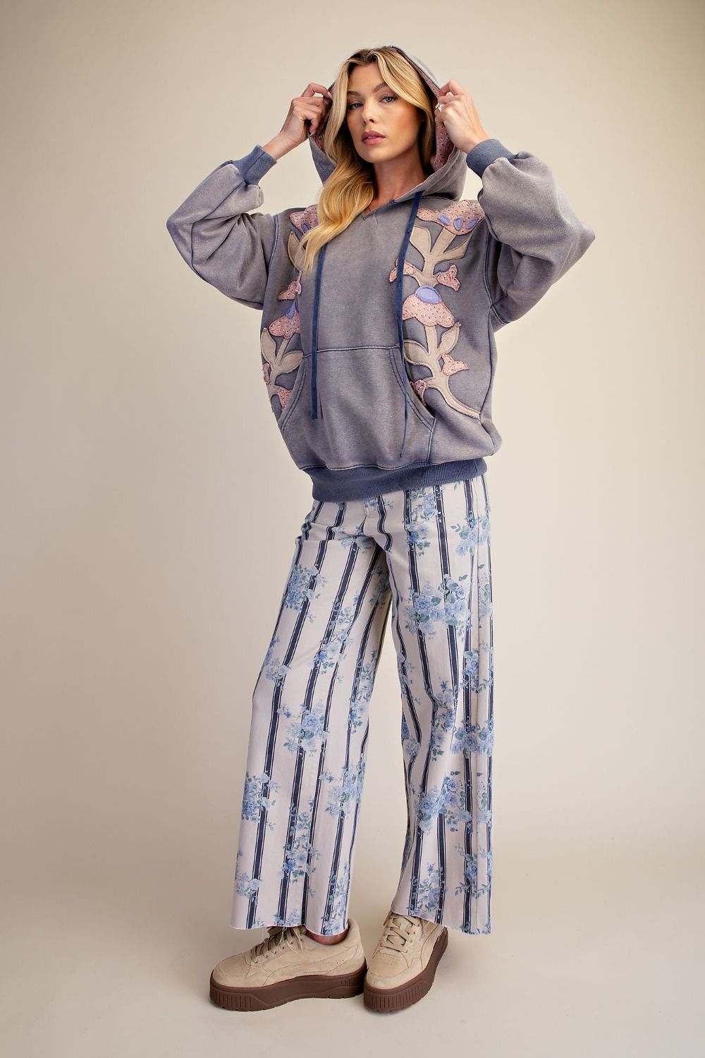 Easel Wildflower Dreams Mineral Washed Hoodie