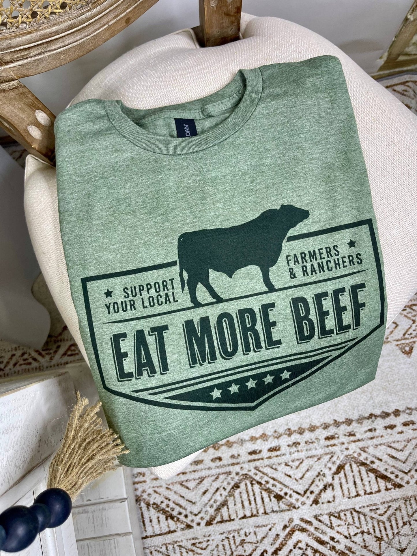 "Eat More Beef" Support Local Farmers & Ranchers Vintage Western Graphic Tee