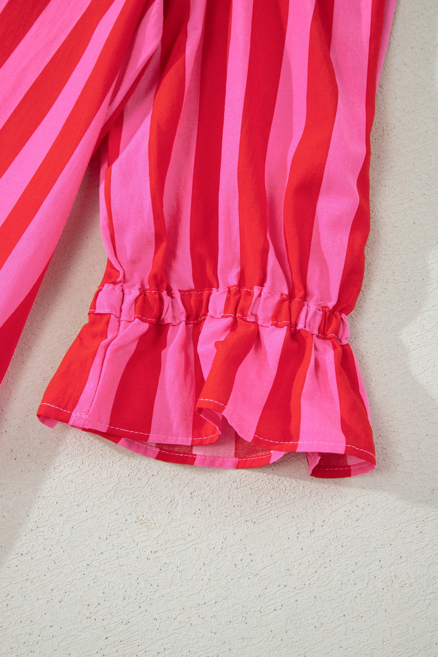 Plus Size Stripe Frilled Collar Button Mini Dress
