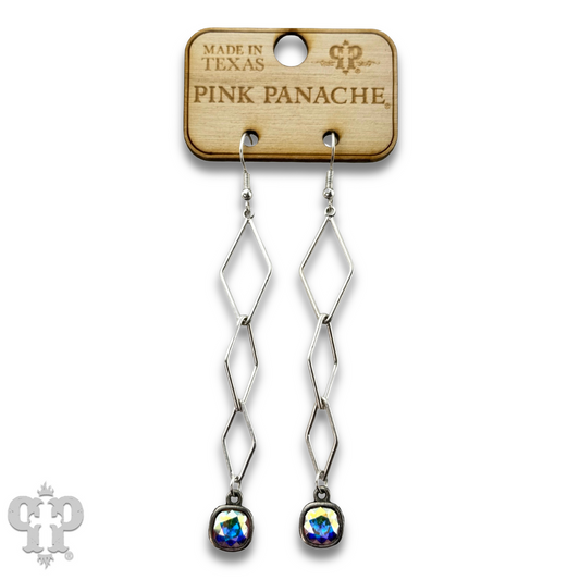 Silver diamond drop earring with Austrian crystal - LC