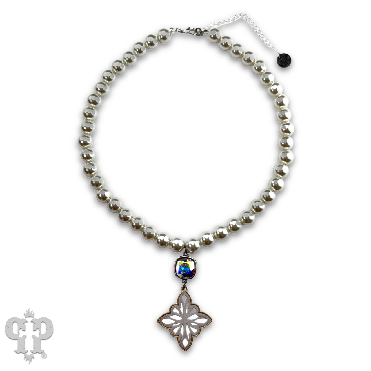 Silver bead star pendant necklace with Austrian crystal - LC