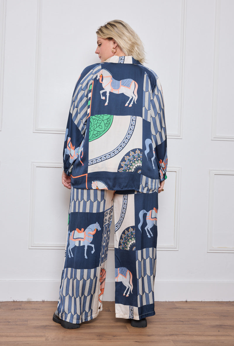 CM5 Italian Plus Size Chic Set with Equestrian Patterns