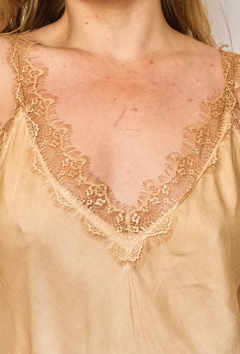 CM1 Italian Midi Slip Dress with Lace Trim Plus