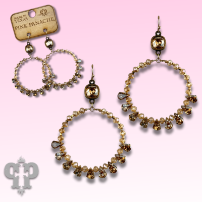 Rhinestone circle hoop earring, Austrian crystal - LC