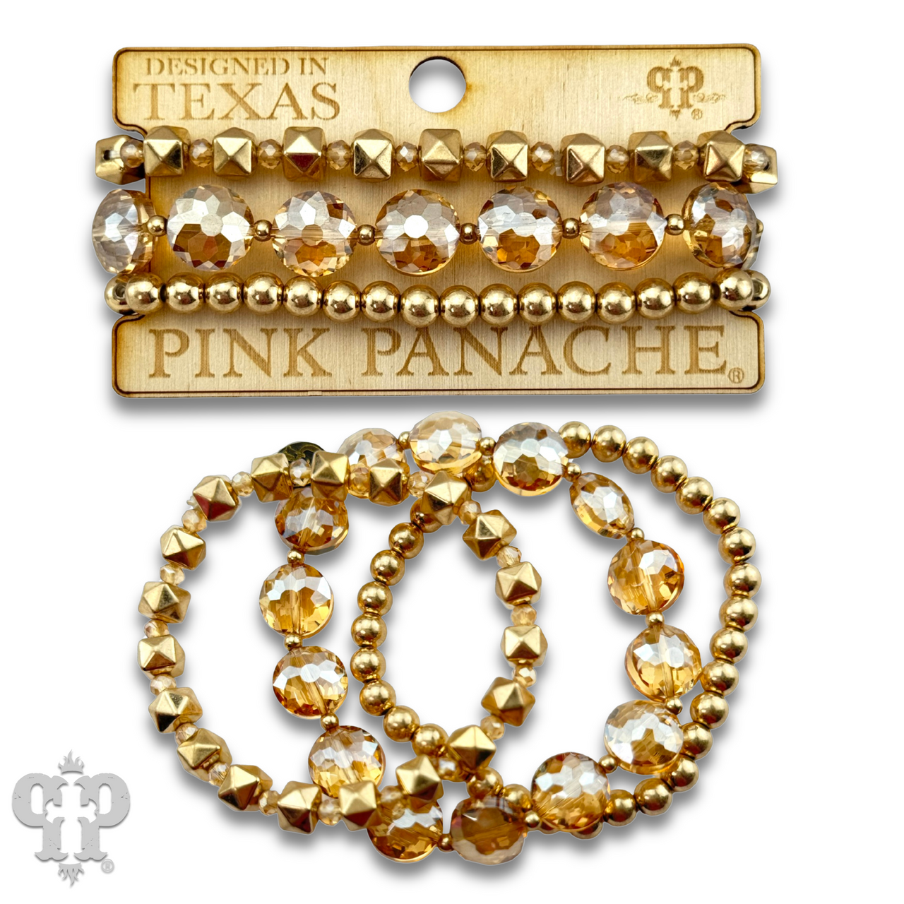 Gold and champagne bead bracelet - LC