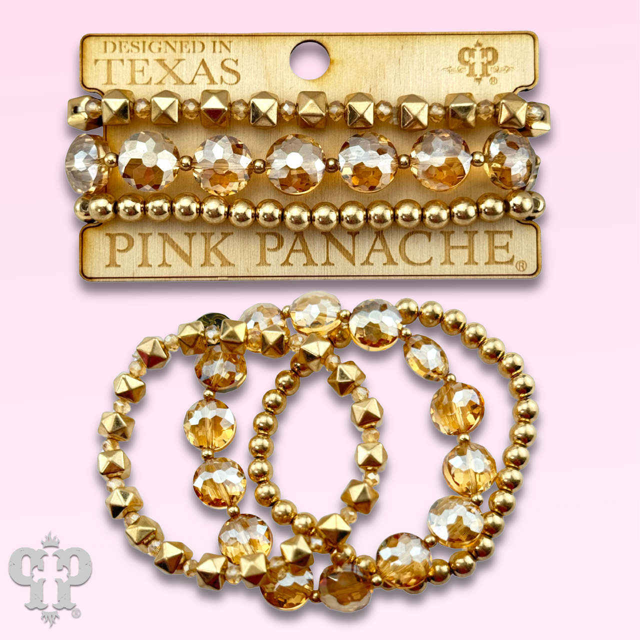 Gold and champagne bead bracelet - LC