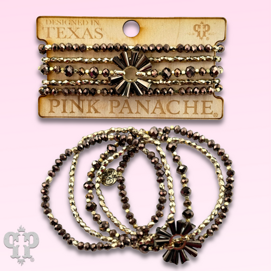 Bronze mixed bead bracelet set - LC