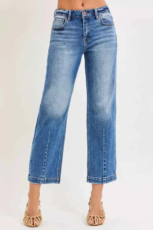 High Rise Crop Boyfriend Tapered Jeans