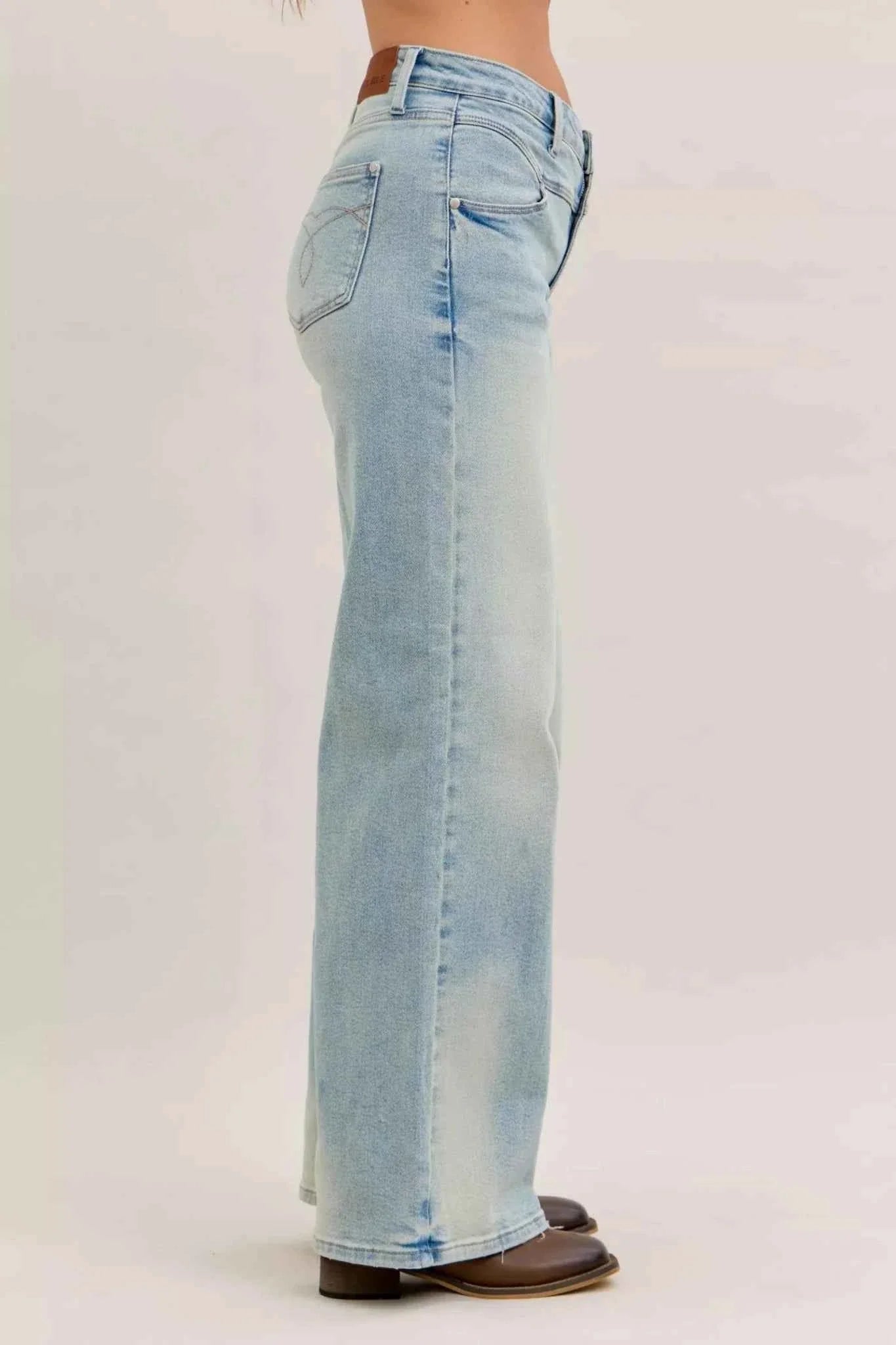 High Waist Column Straight Jeans
