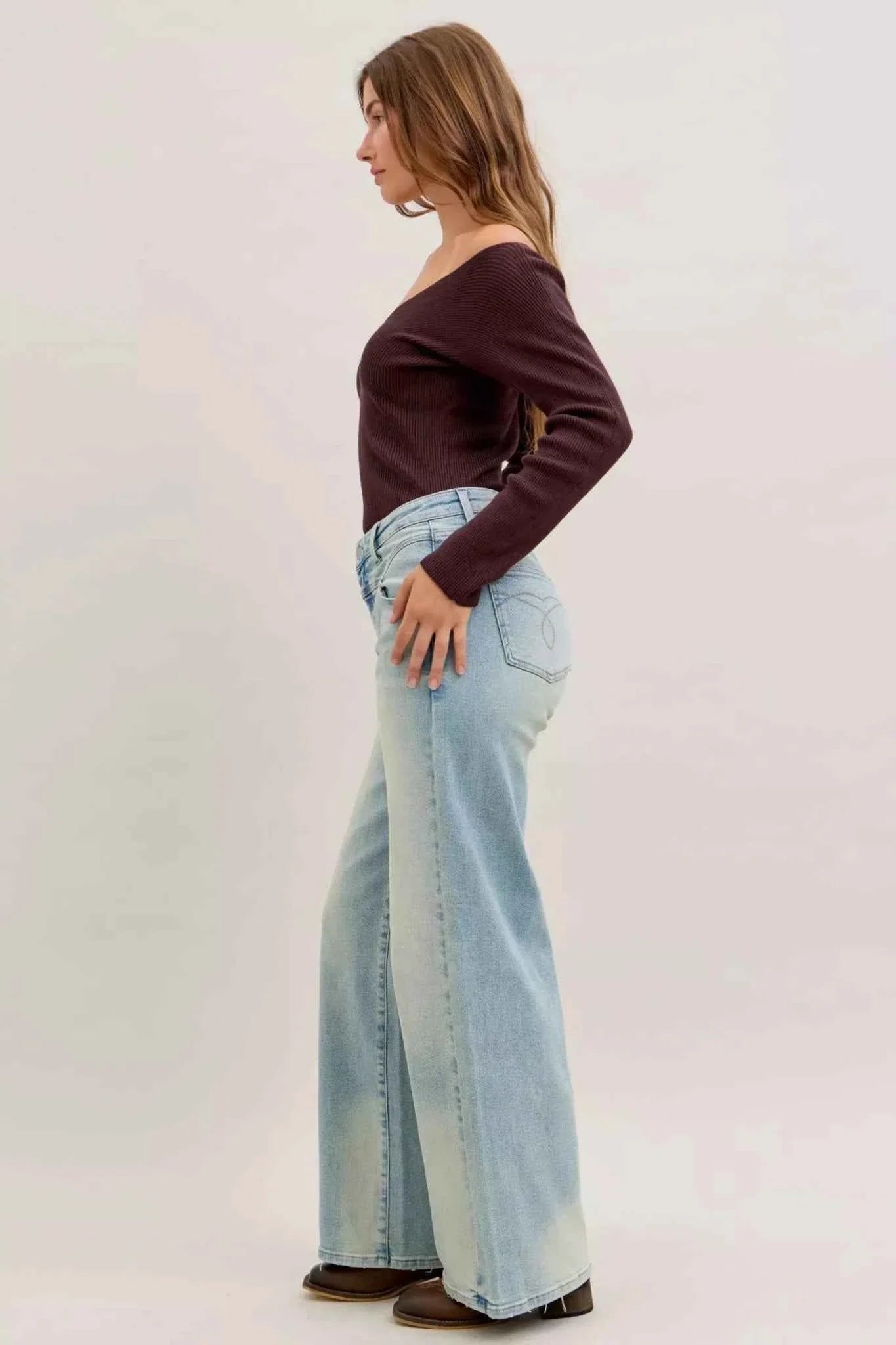 High Waist Column Straight Jeans