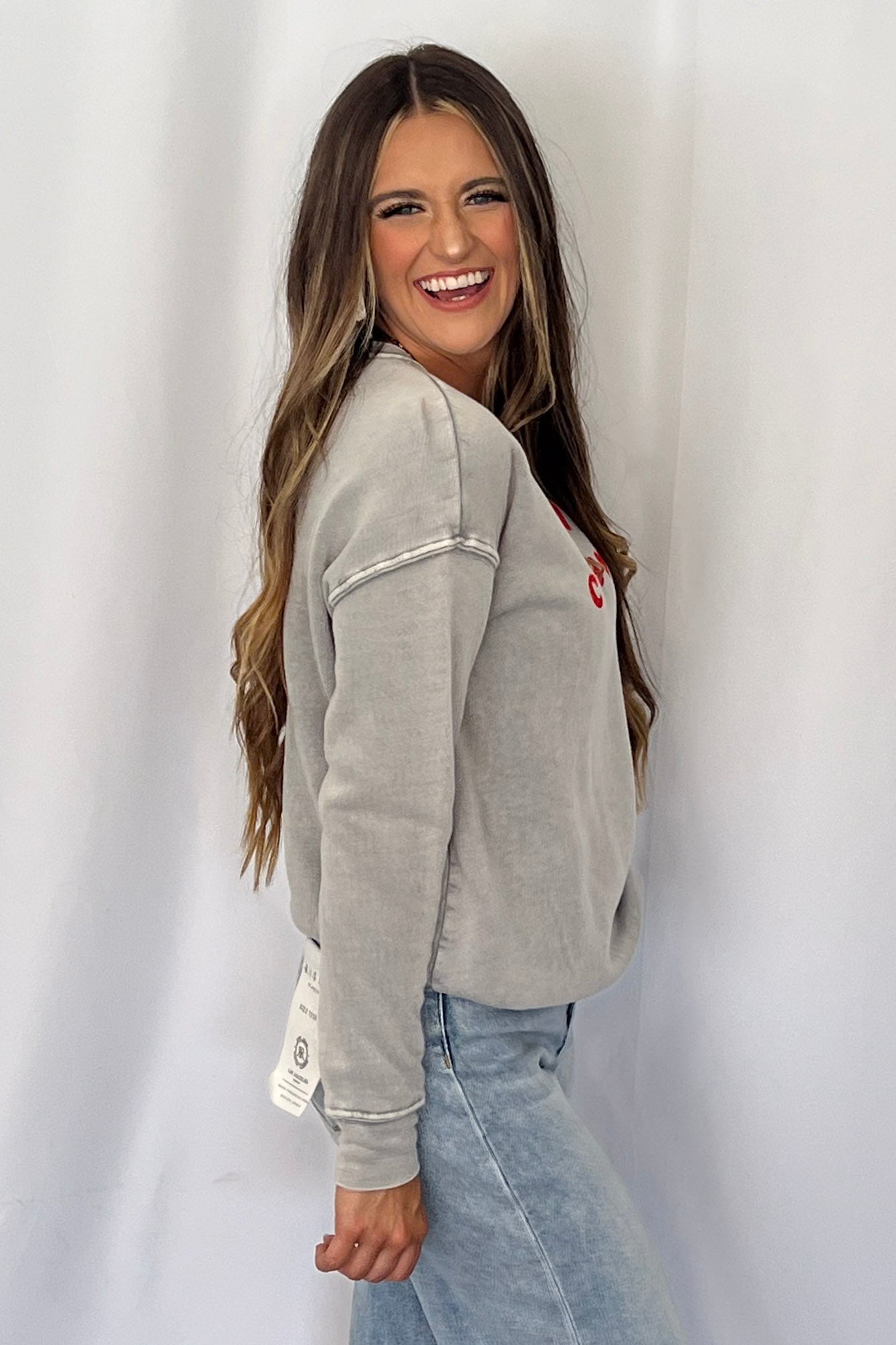 "J Adore Cowboys" Western Mineral Wash Graphic Sweatshirt — Vintage Soft Brushed Pullover