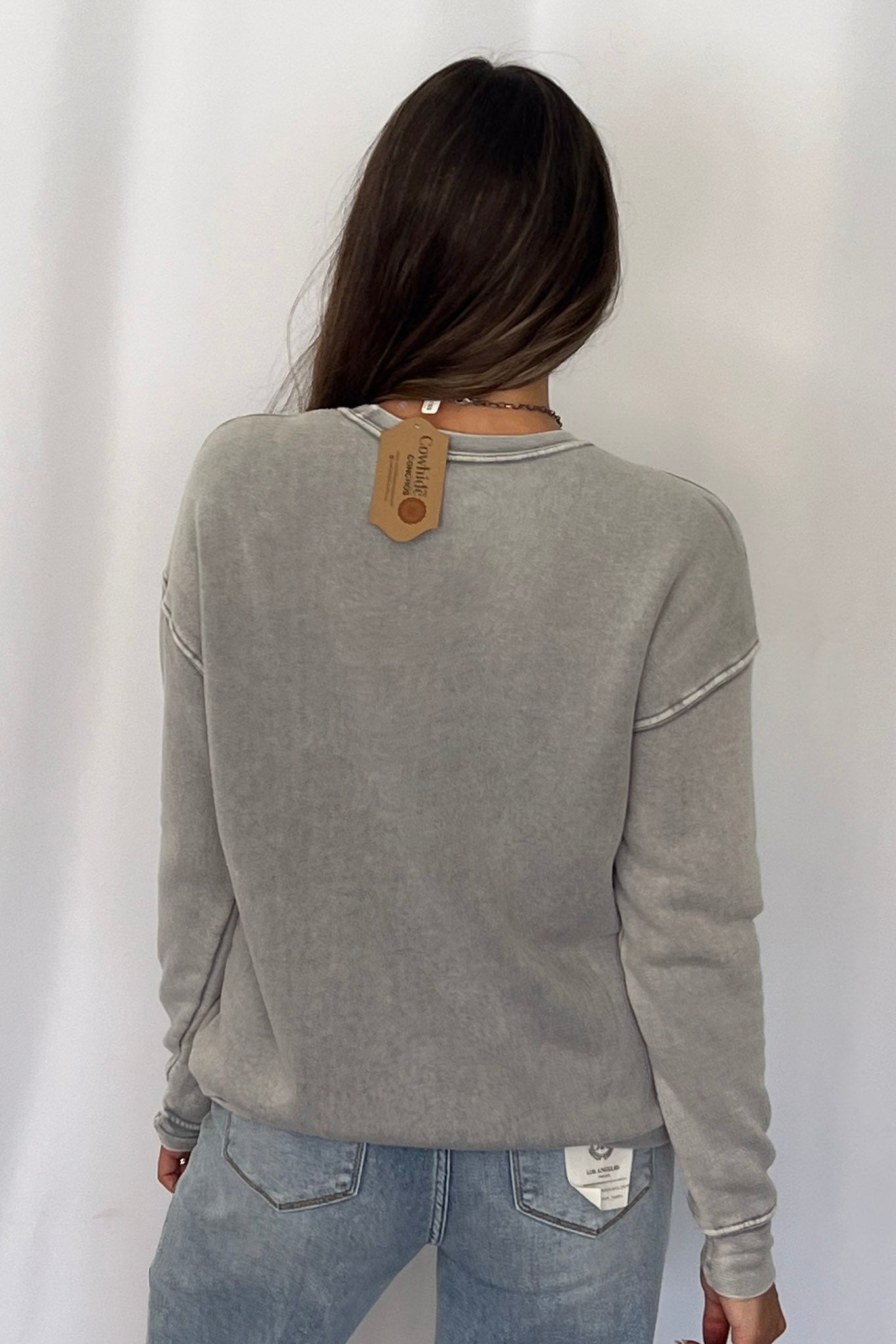 "J Adore Cowboys" Western Mineral Wash Graphic Sweatshirt — Vintage Soft Brushed Pullover