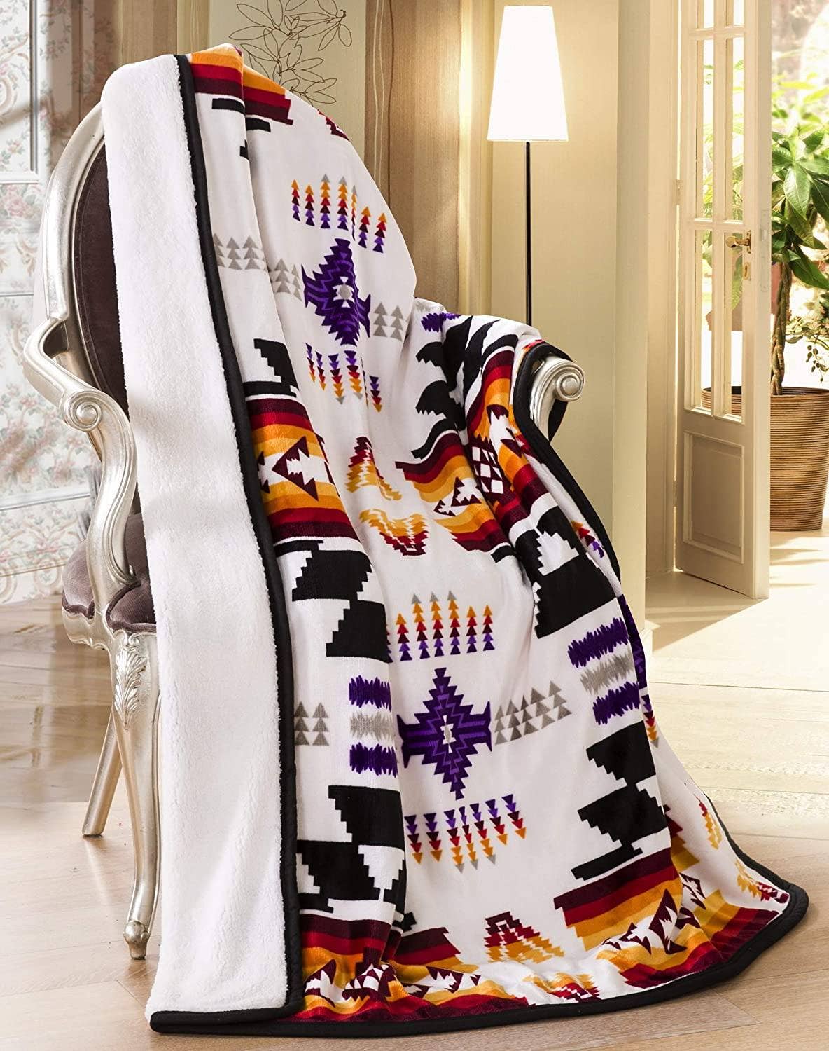 Lakota Skys Southwestern Plush Sherpa Throw Blanket — 50" × 60"