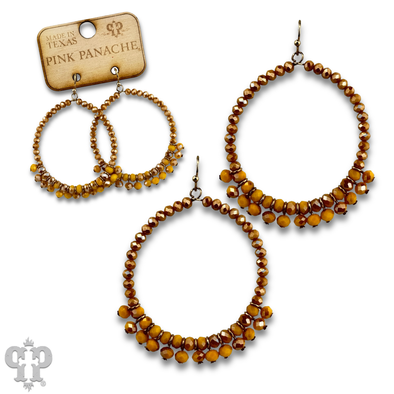 Faceted bead fringe circle shape earring, last call