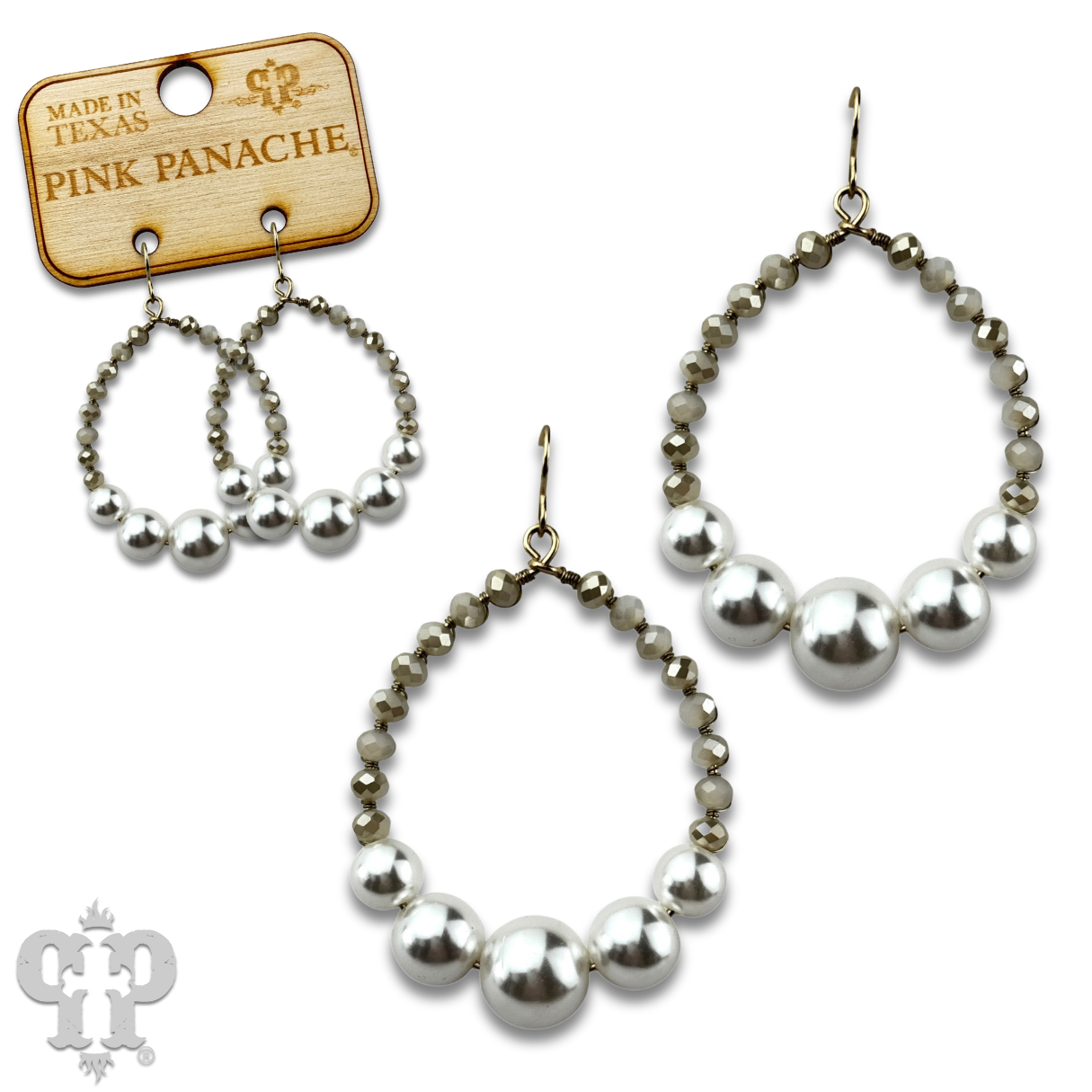 Acrylic pearl bead teardrop earring  - LC