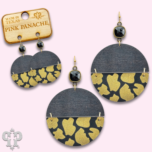 Linked animal print circle earring with Austrian crystal - last call