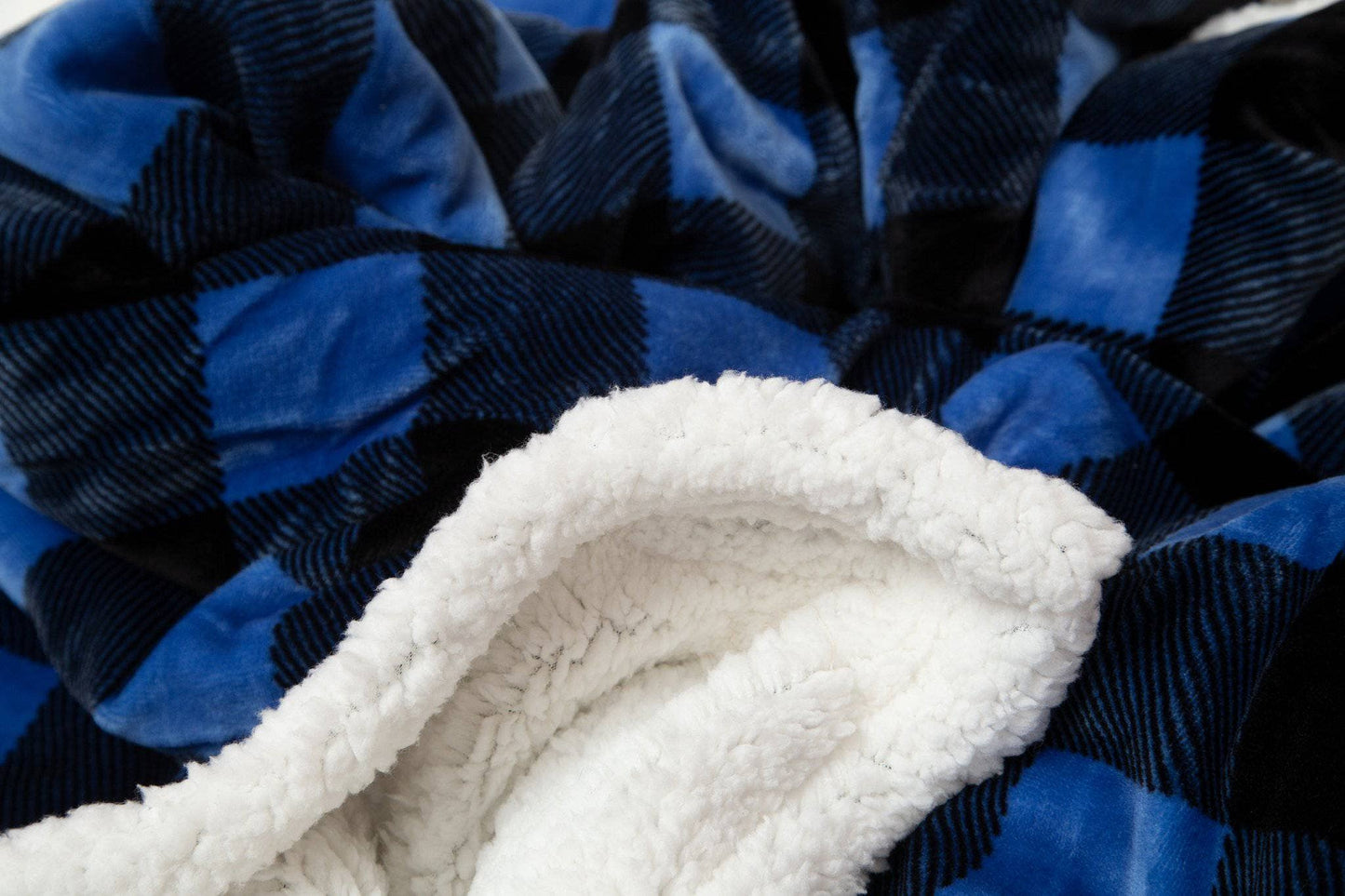 Lumberjack Plaid Plush Sherpa Throw Blanket — Red (54" × 68")