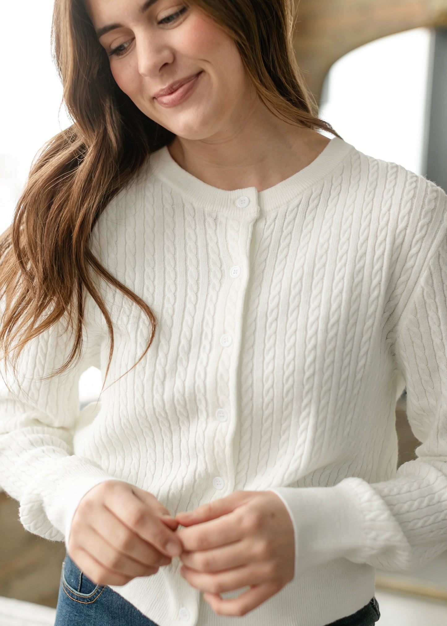 Mason White Button Up Cardigan