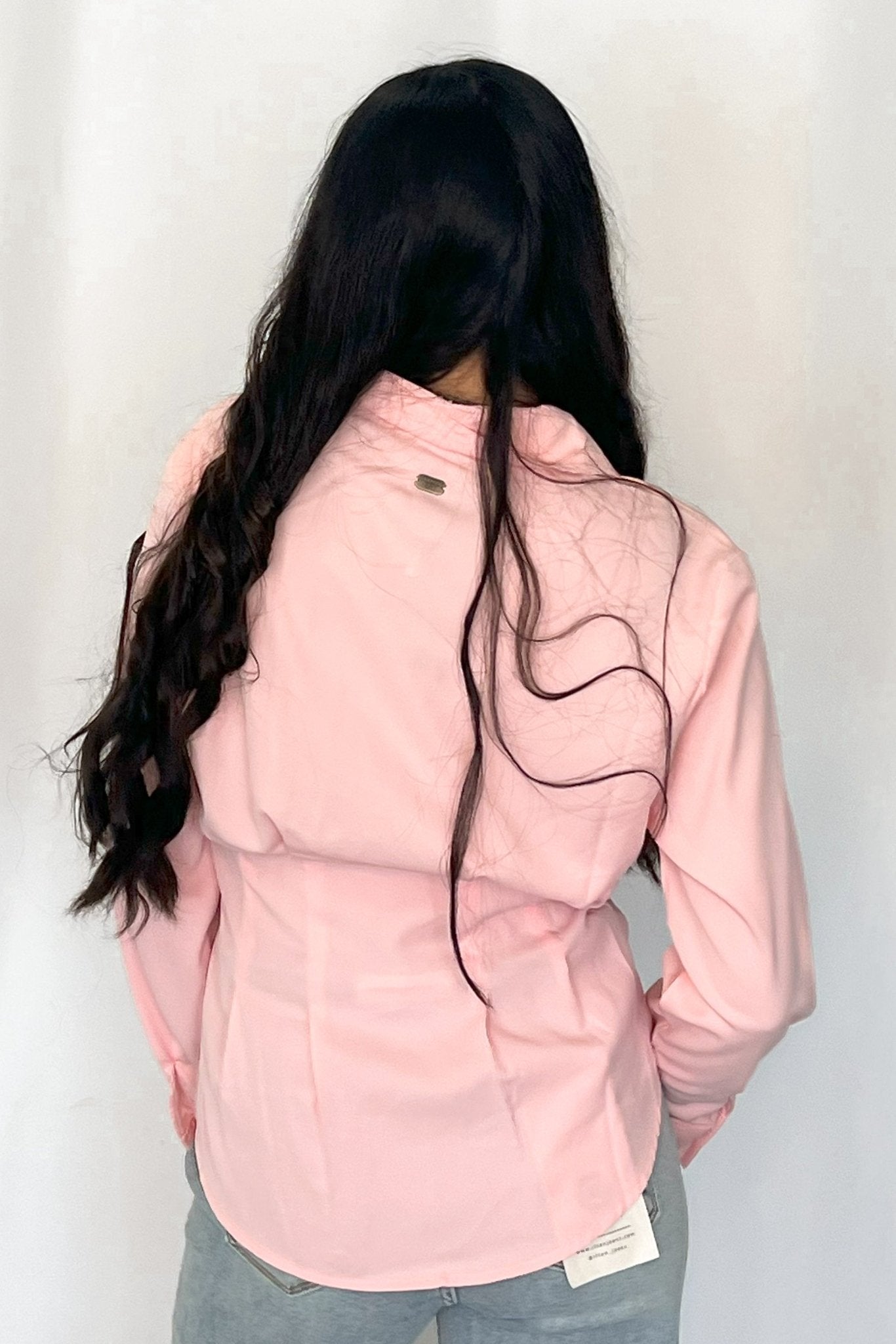 LUCKY & BLESSED "Mercedes" Soft Pink Western Button-Down Shirt — Tailored Long-Sleeve Cowgirl Staple