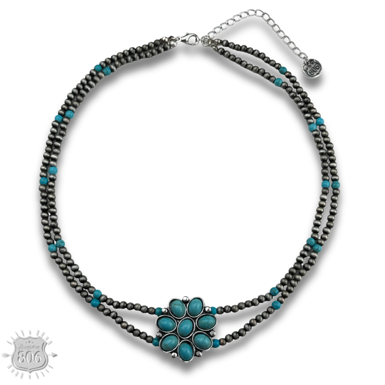Stone flower pendant necklace, last call