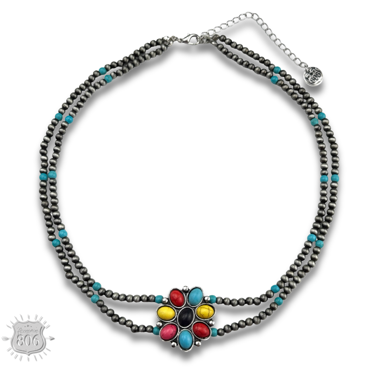 Stone flower pendant necklace, last call