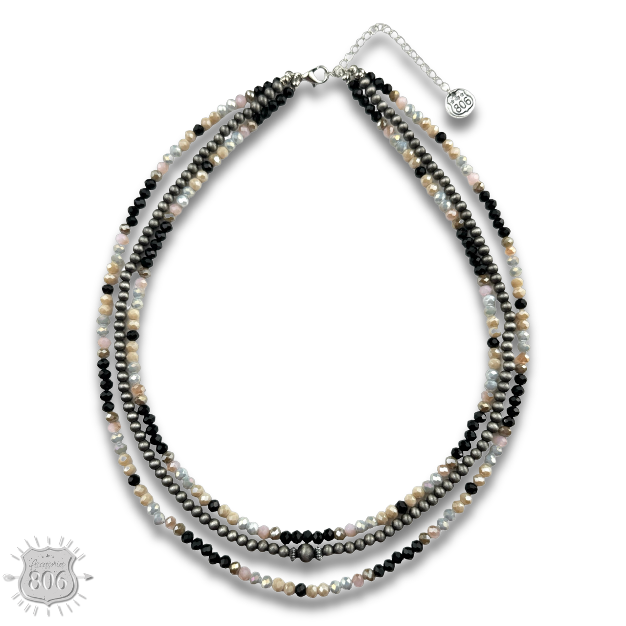 Multi-color and silver beaded necklace - LC