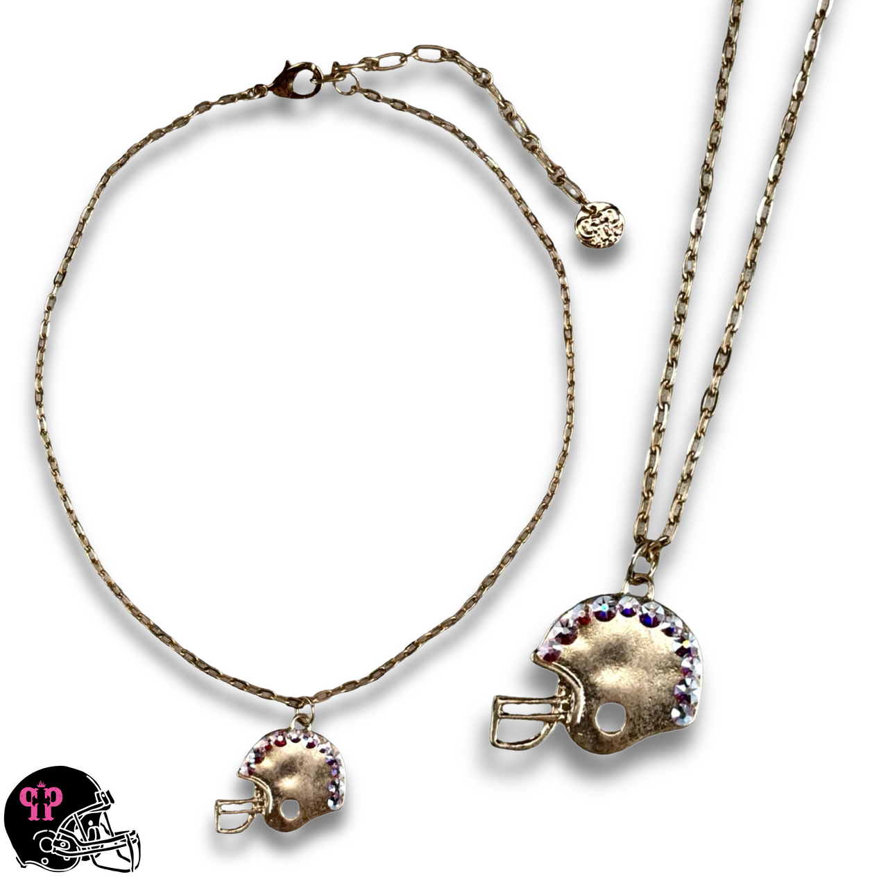 Football helmet Game Day necklace with Austrian crystals - LC