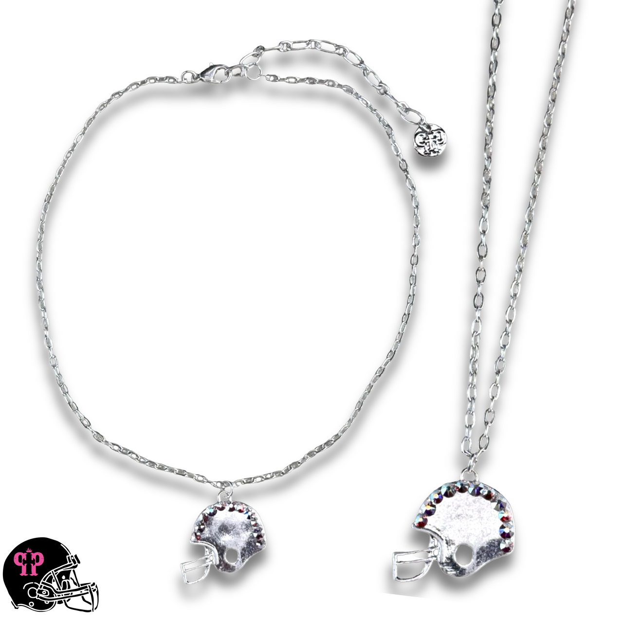 Football helmet Game Day necklace with Austrian crystals - LC